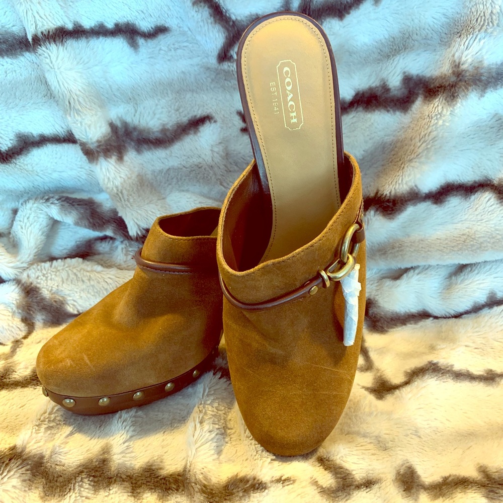 Coach Suede Platform Clogs